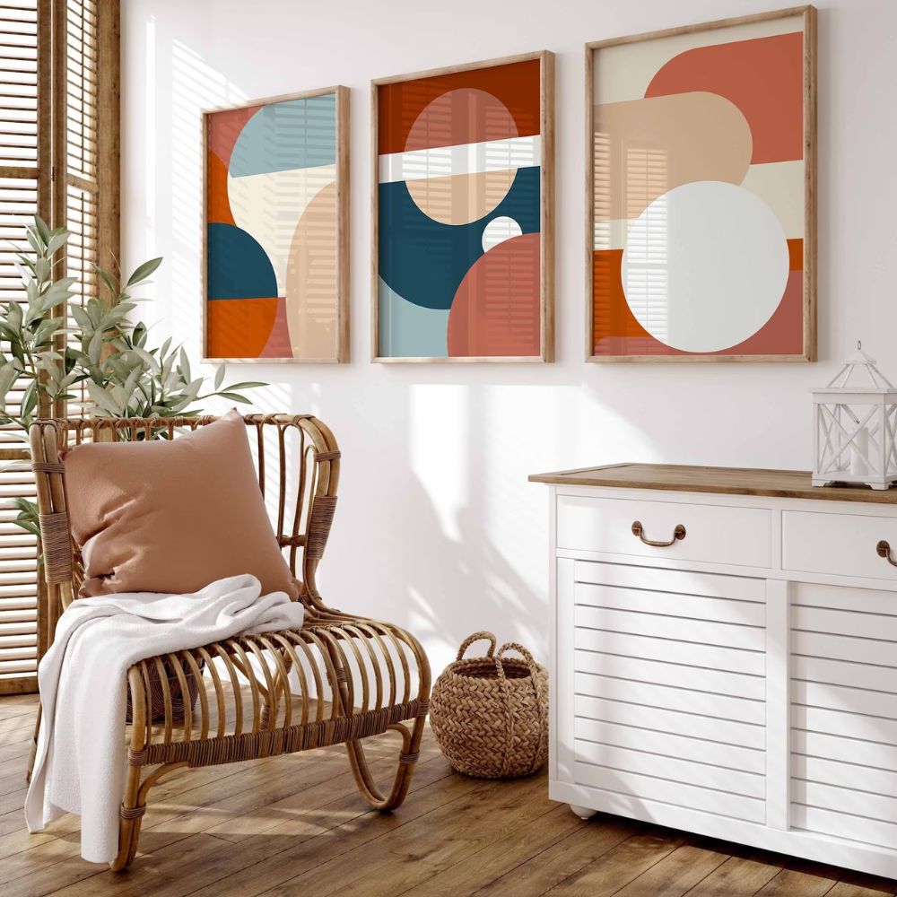 Boho Modern Wall Art Set of 3 Wall Frames