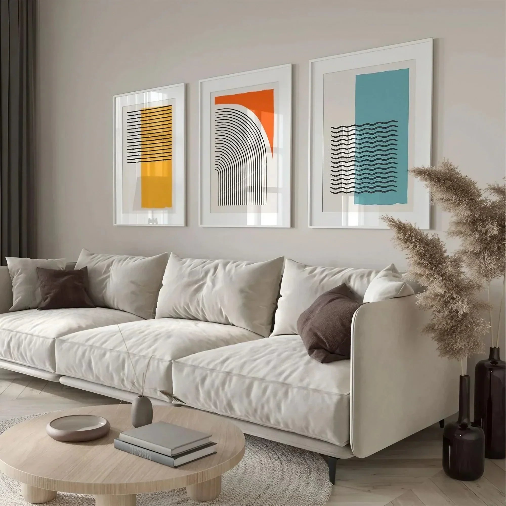 Mid Century Modern Wall Art Set of 3 Wall Frame