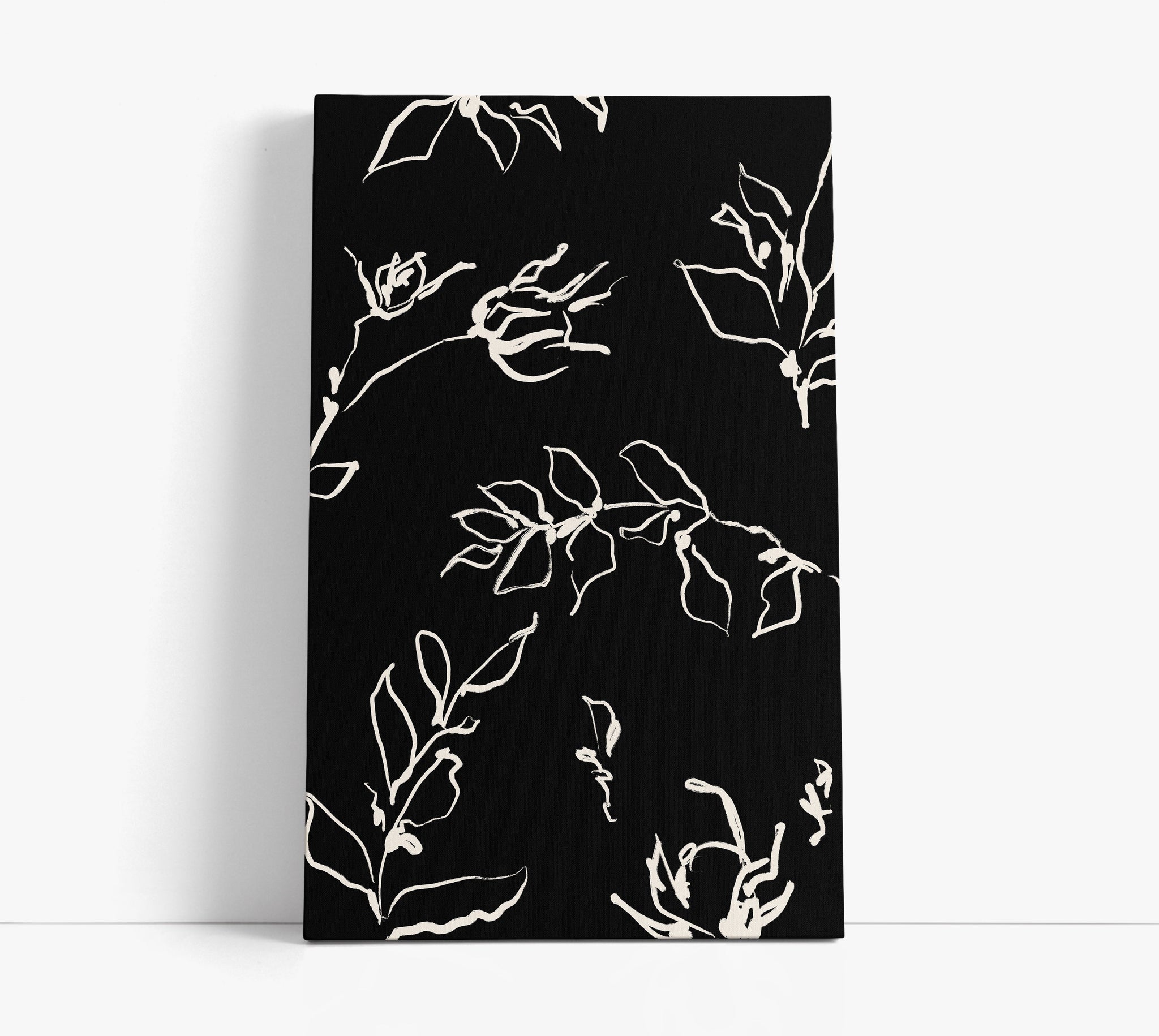 Black Floral Pattern Wall Art Print