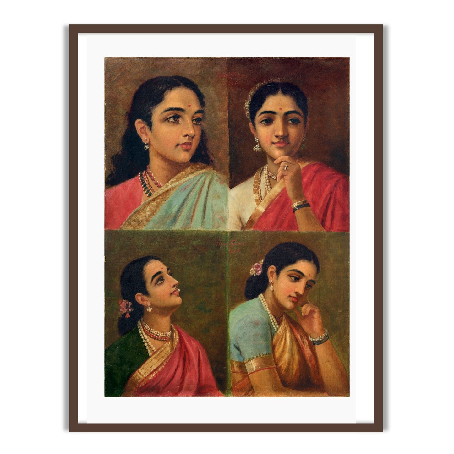 Four Portrait by Raja Ravi Varma Wall Art Print for Home Decor
