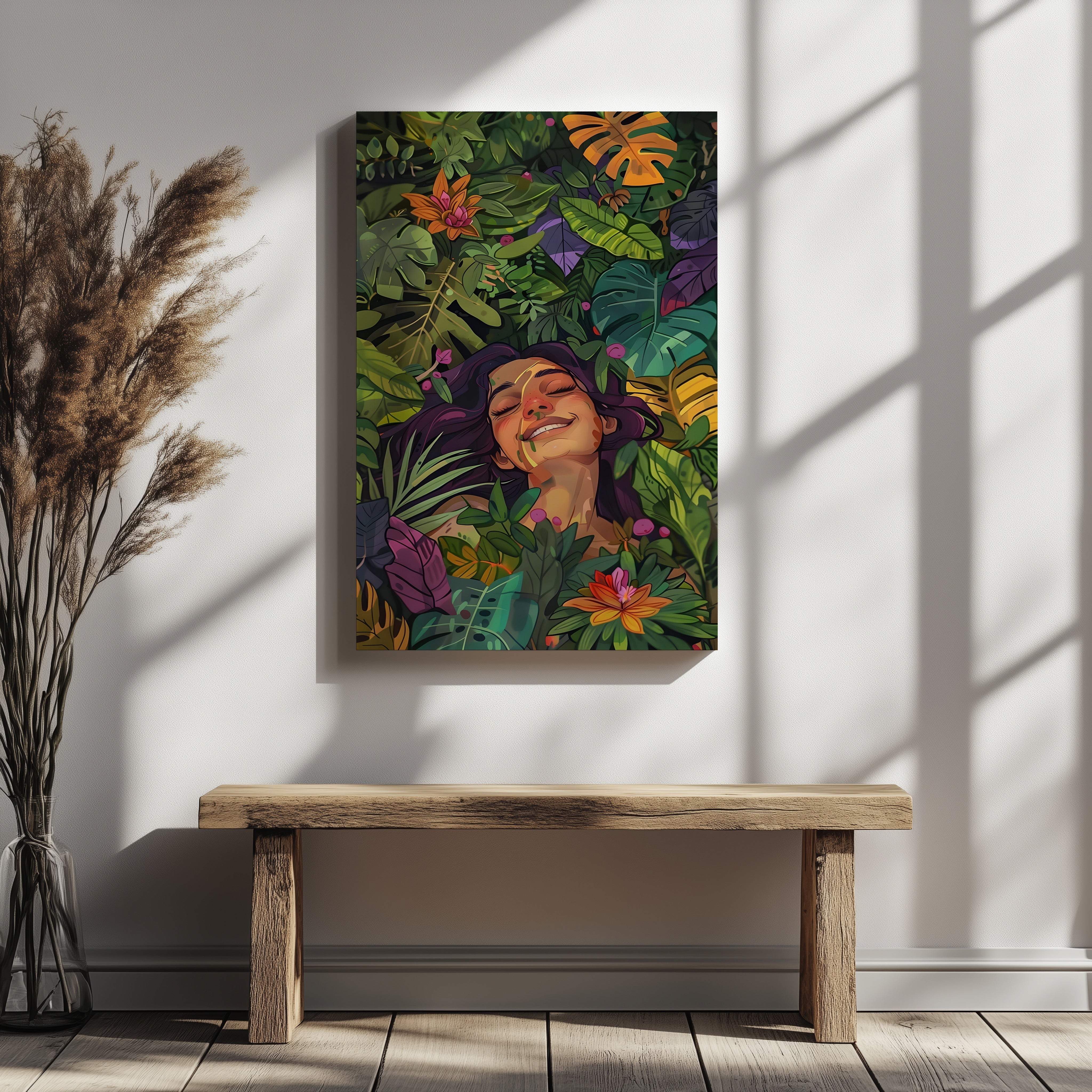 GIRL SLEEPING IN LEAVES