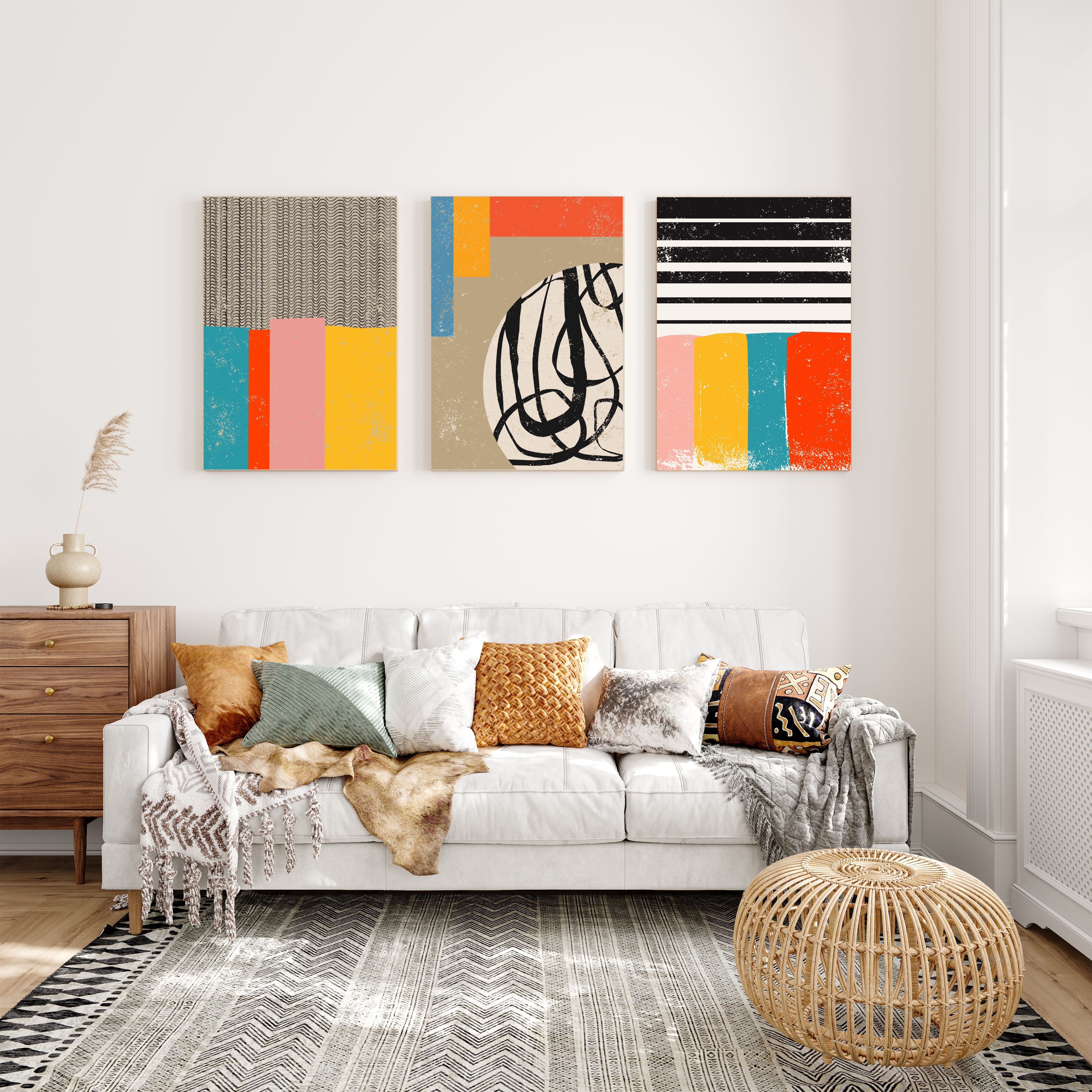 Color Riot – Vibrant Eclectic Abstract Wall Art Set of 3