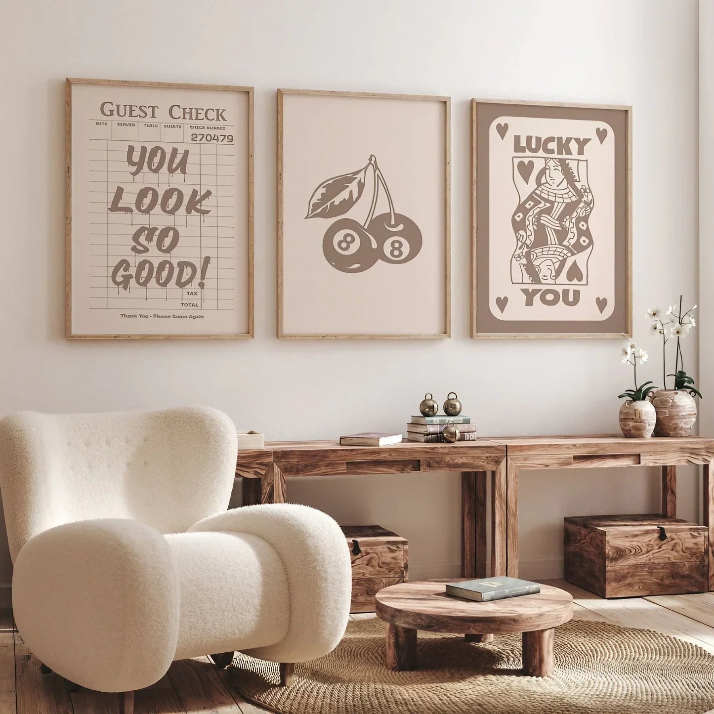 Brown Modern Wall Art Set of 3 Wall Frame