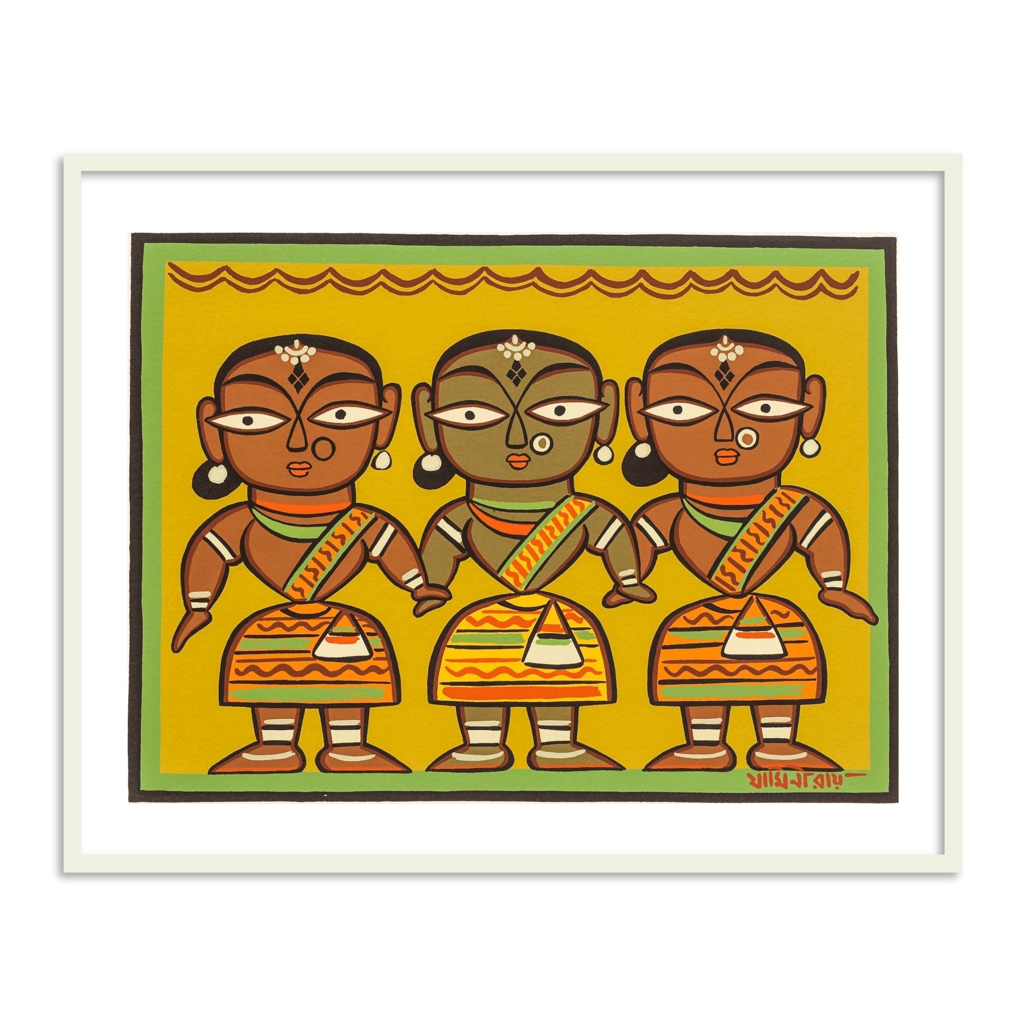 Female Dancers Wall Art Painting Print by Jamini Roy for Home Decor