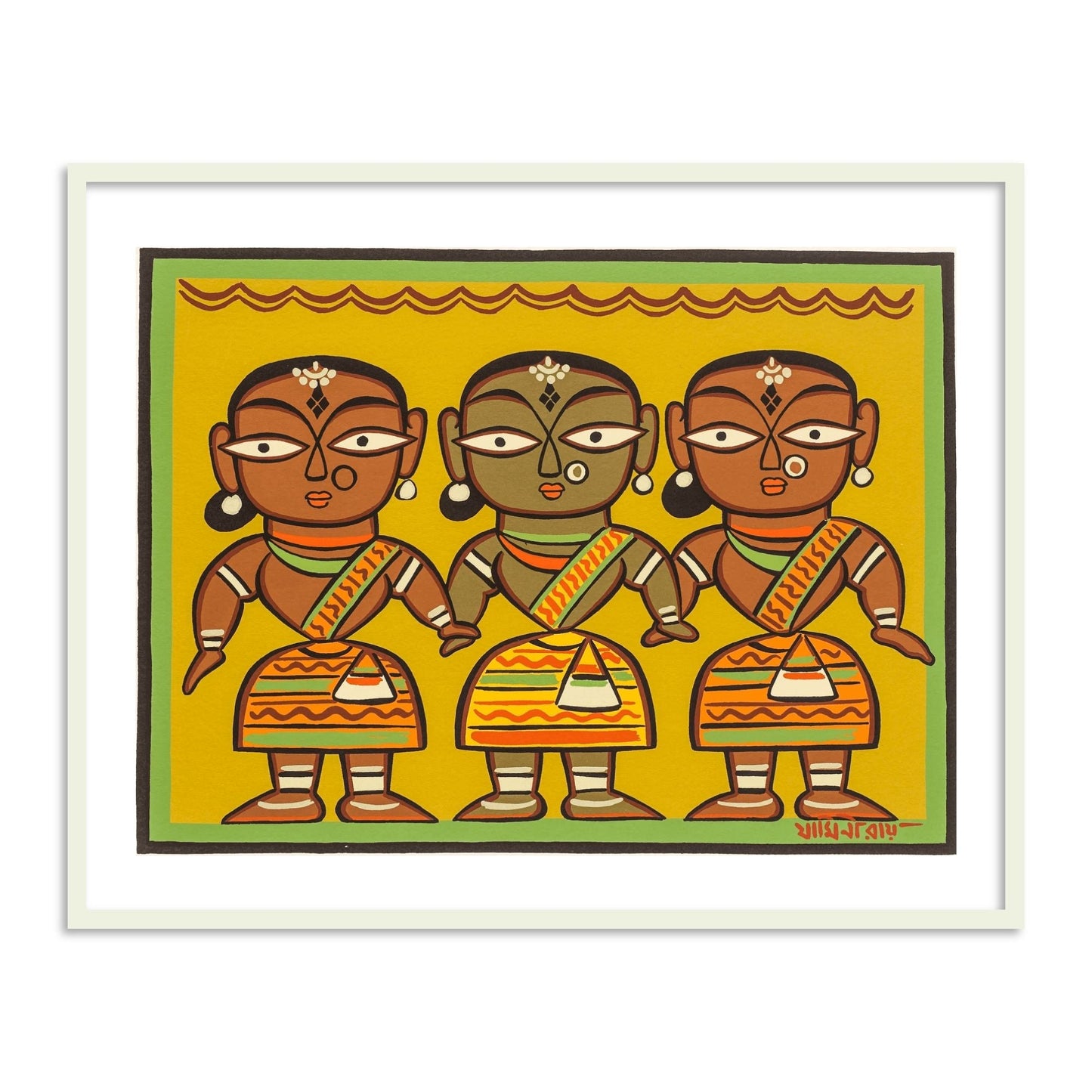 Female Dancers Wall Art Painting Print by Jamini Roy for Home Decor