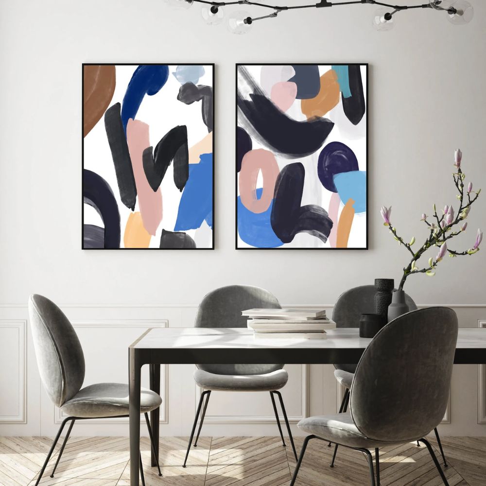 Brush Stroke Expressionism Wall Art Wall Frame Set of 2