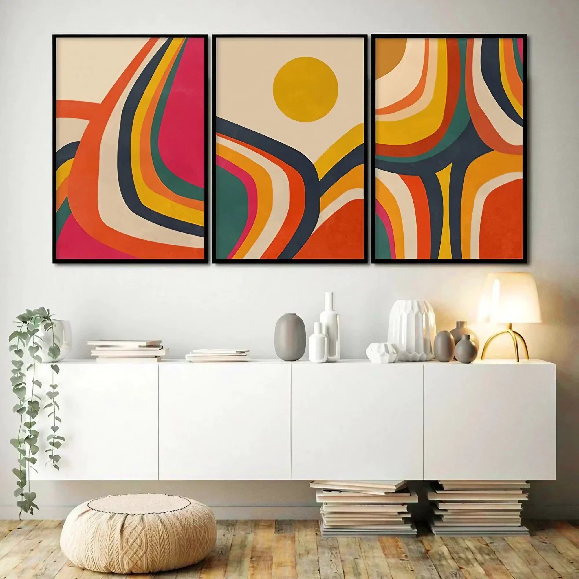 Set of 3 Mid Century Modern Wall Art Wall Frame