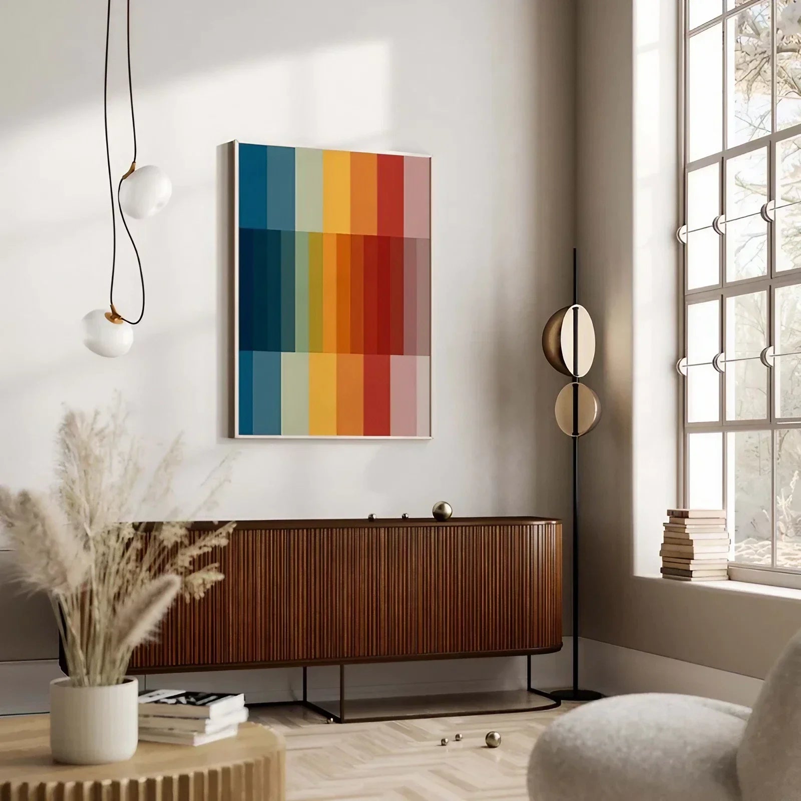 Bold Large Abstract Rainbow Wall Frame