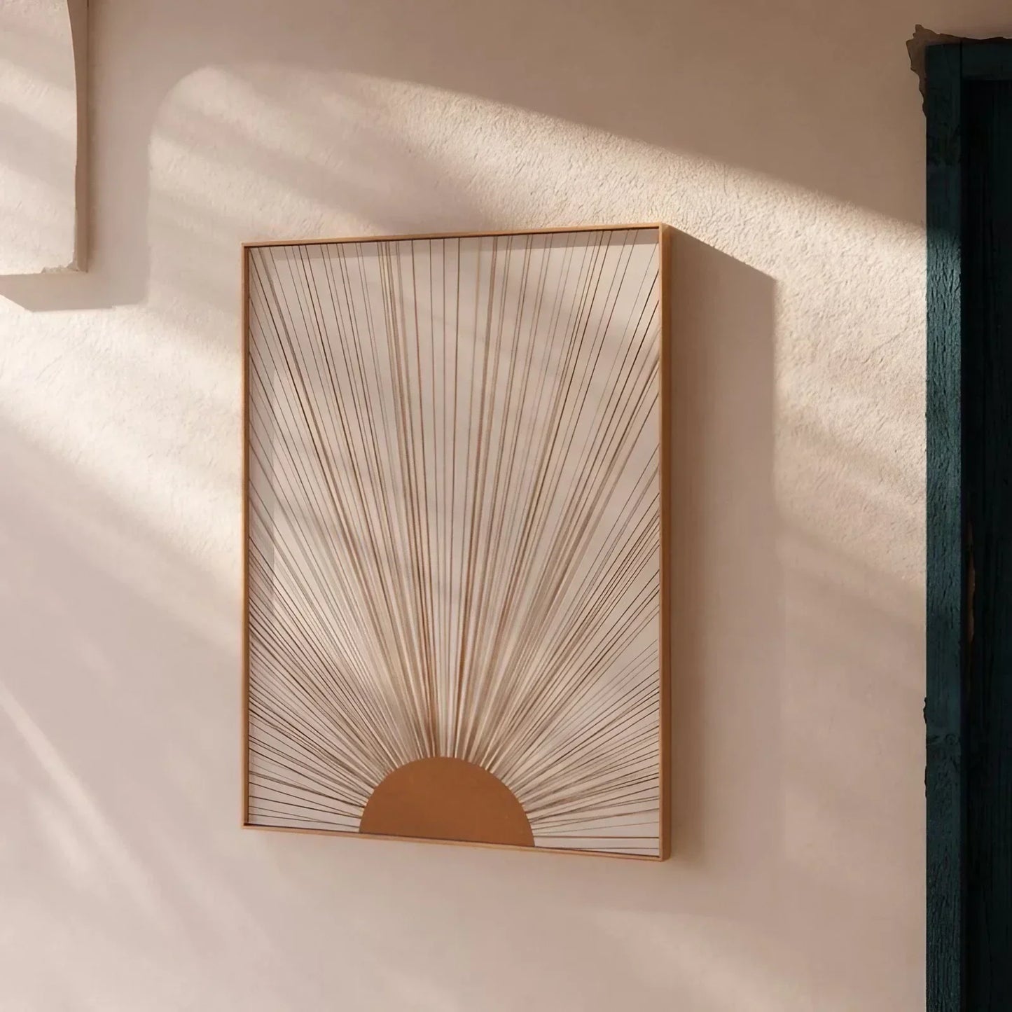 Large Boho Sun Art Brown Wall Frame