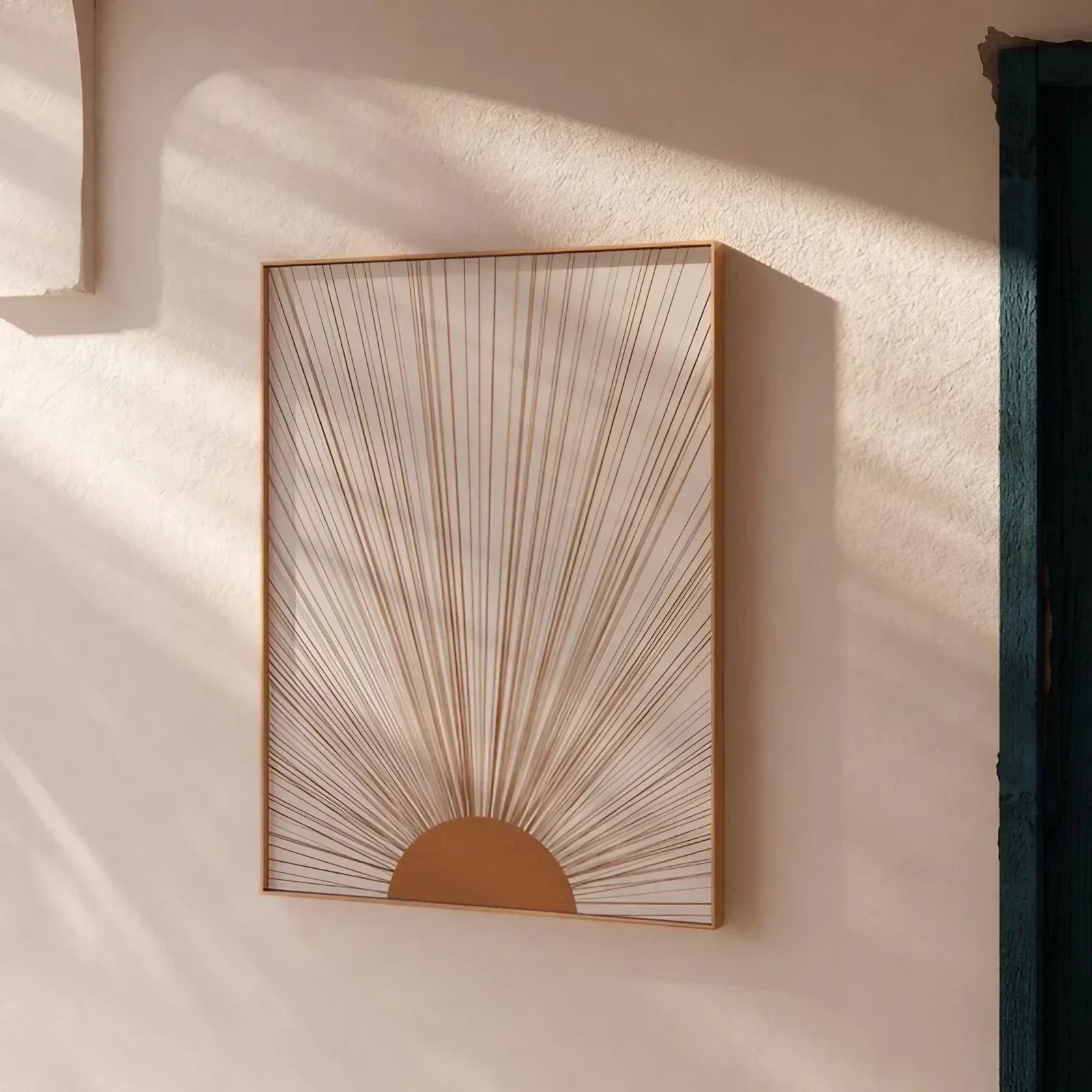 Large Boho Sun Art Brown Wall Frame