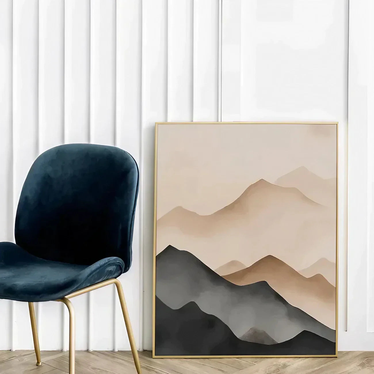 Watercolor mountains minimalist abstract Wall Frame
