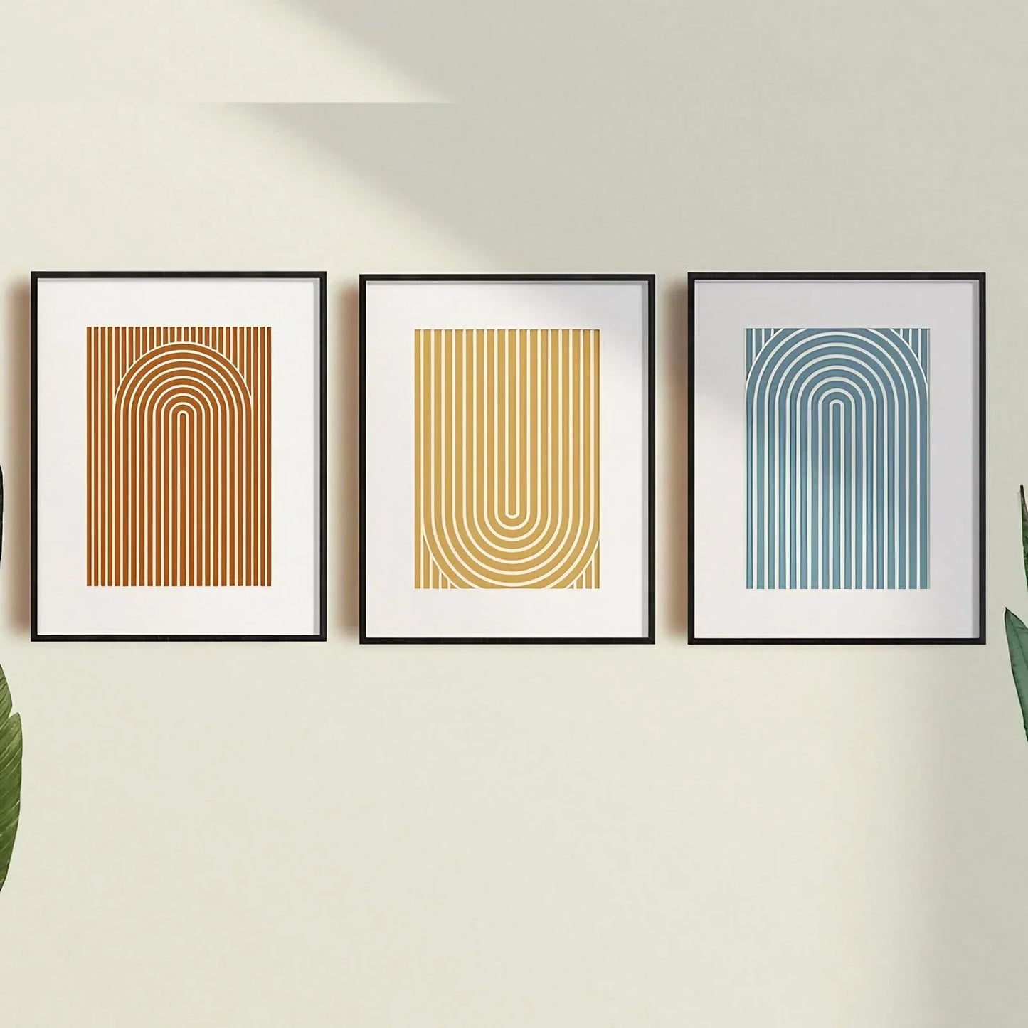 Mid Century Modern Wall Art Set of 3 Wall Frame