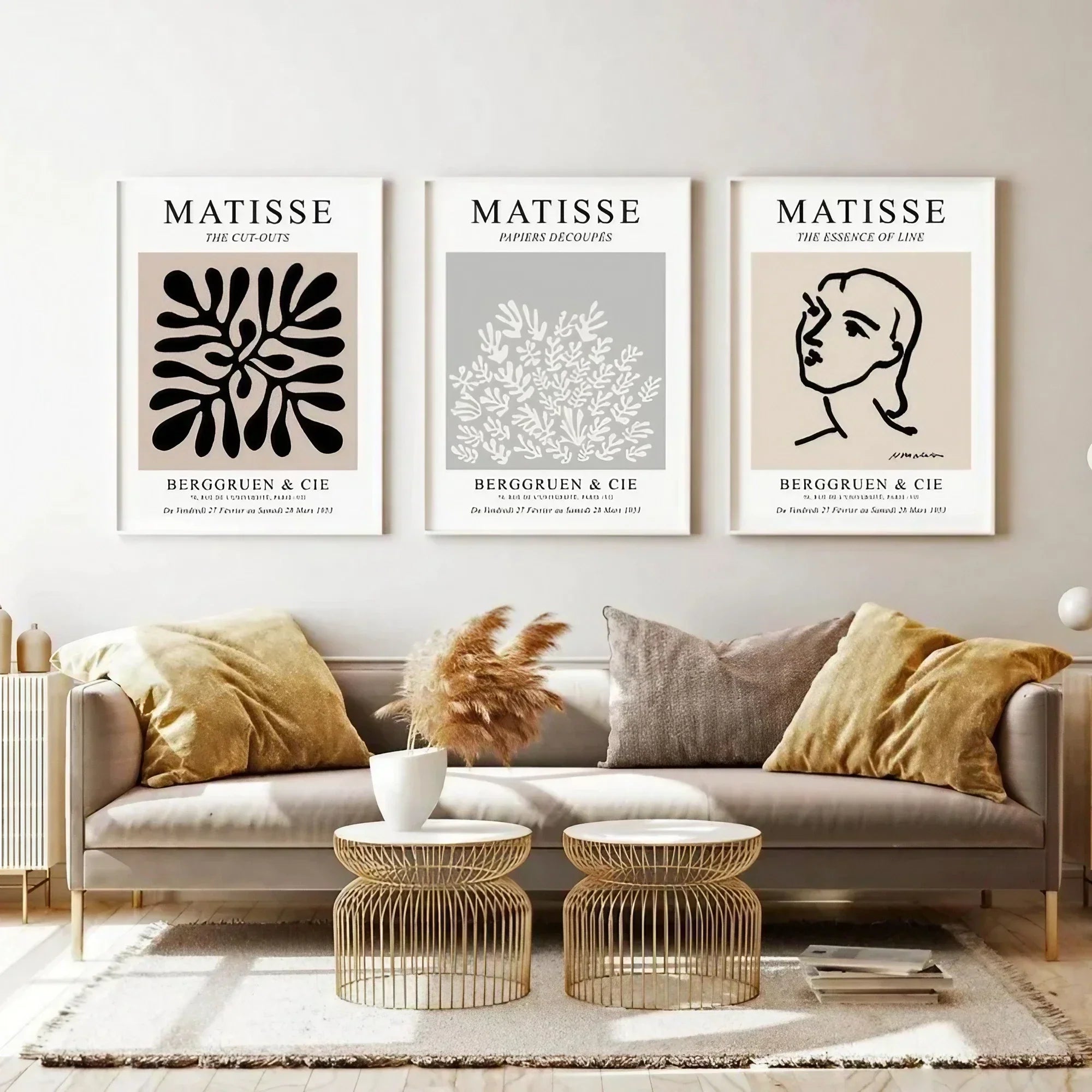 Beige Grey Black Matisse Gallery Wall Frame Set of 3