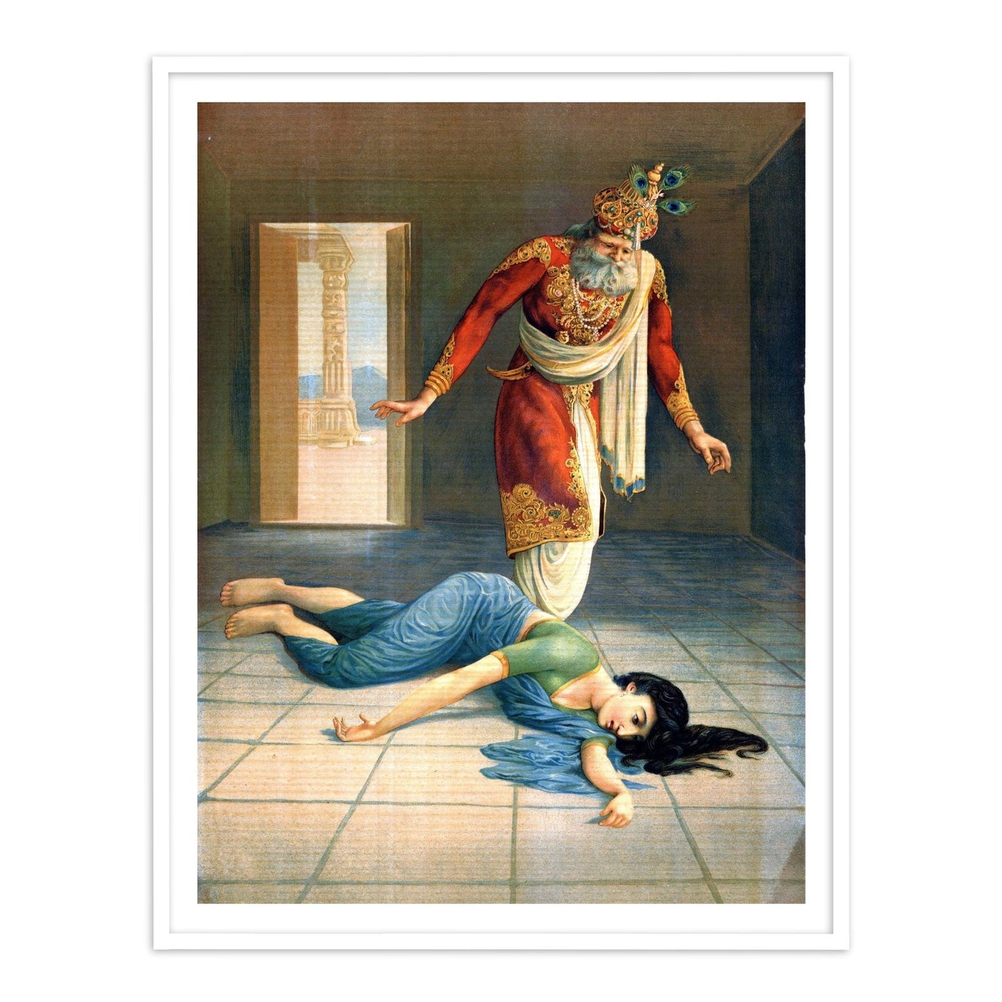 Kaikeyi demands that Dasharatha banish Rama from Ayodhya by Raja Ravi Varma Wall Art
