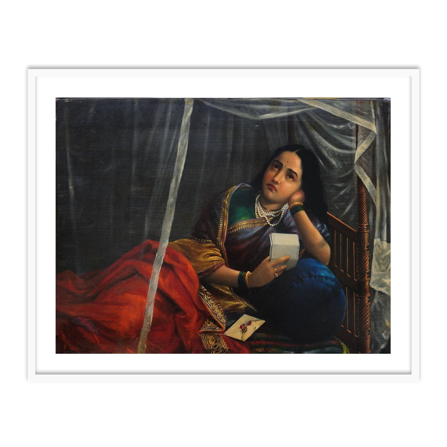 A Moment of Disappointing News by Raja Ravi Varma Wall Home Decor Painting
