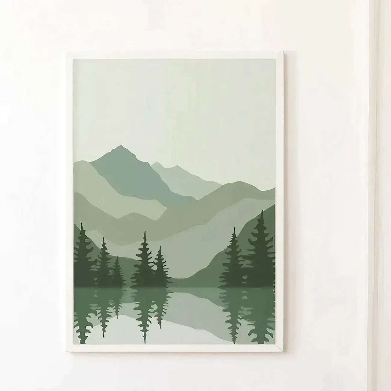 Mountains River Sun Wall Frame