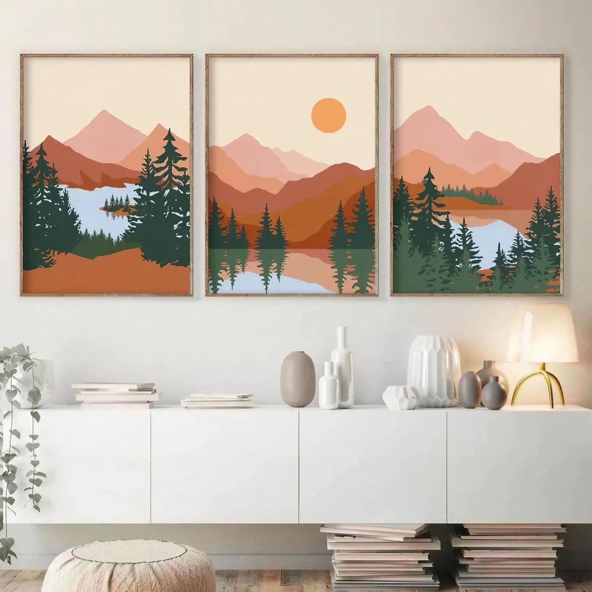 Abstract Mountain Wall Frame Set of 3