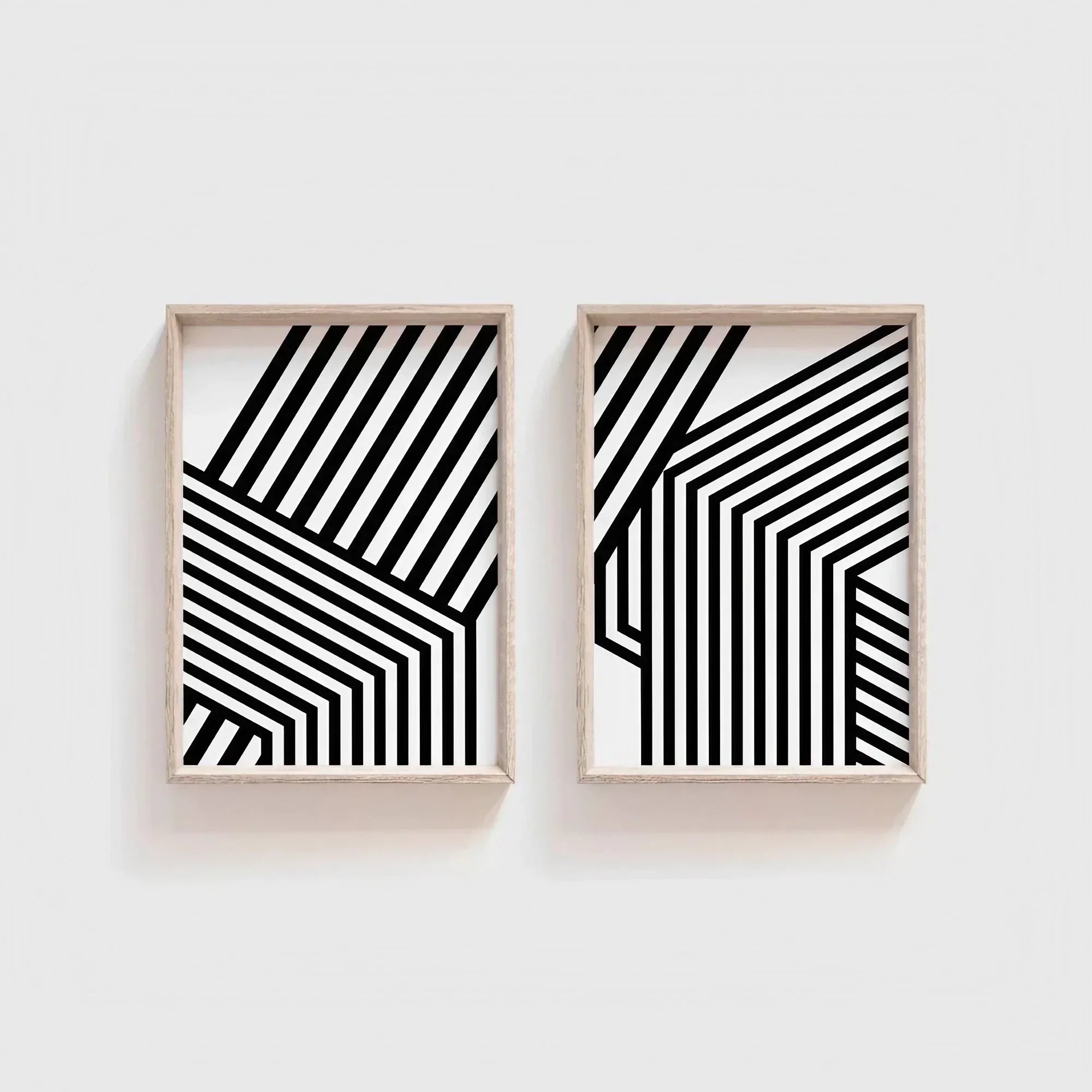 Modern Black & White Wall Art Minimalist Set of 2 Wall Frmae