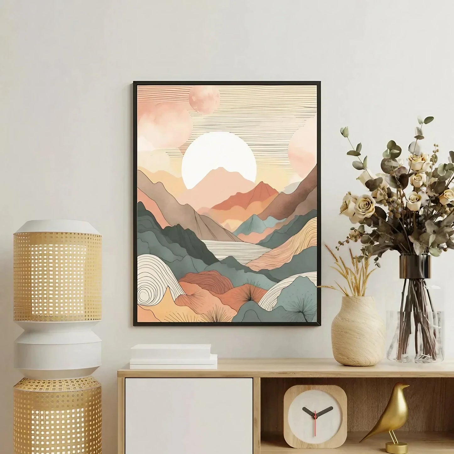 Sun and Mountain Wall Art Wall Frame