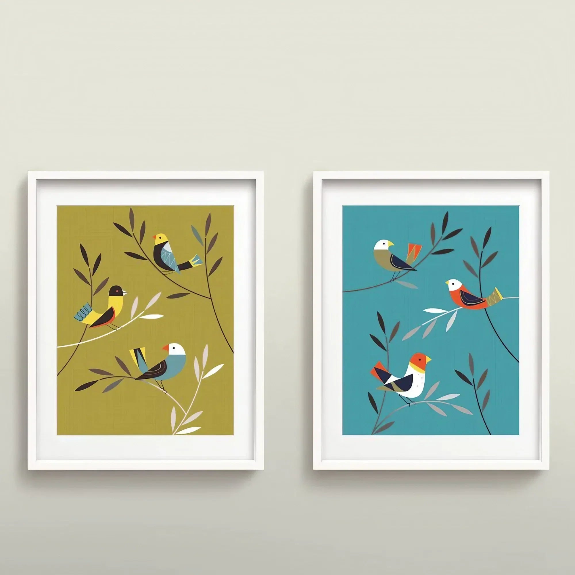 Mid Century Modern Wall Art Set of 2 Wall Frame