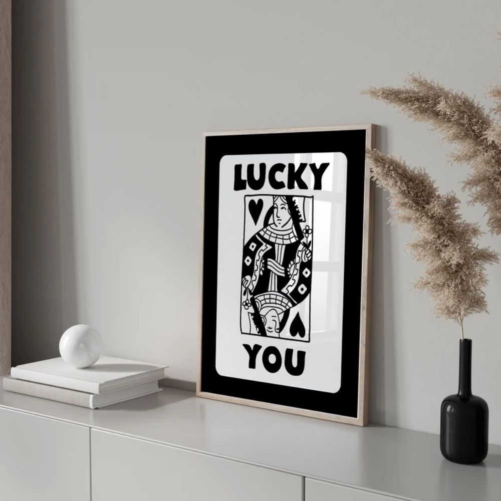 Black Ace Card, Lucky You Poster Wall Art Frame