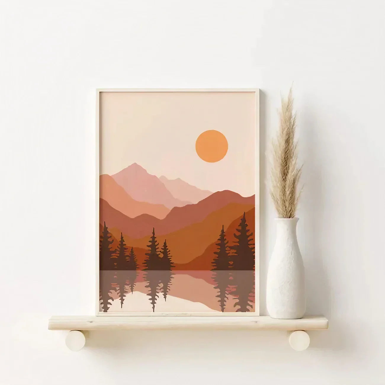 Burnt Orange Wall Art | Nordic Art Wall Frame Set of 3