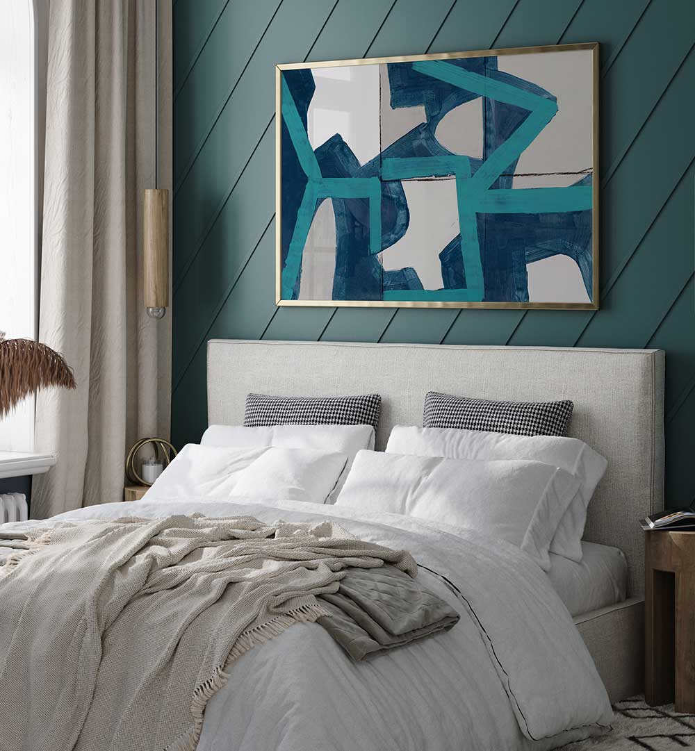 METRIC BLUE , GEOMETRIC ART PRINTS