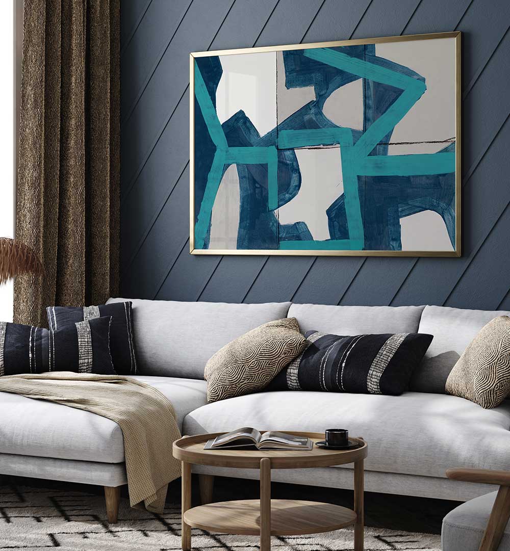 METRIC BLUE , GEOMETRIC ART PRINTS
