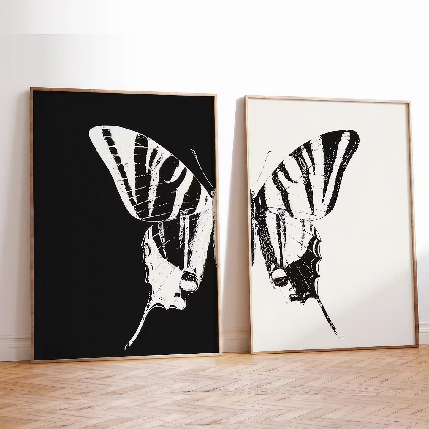 Black And White Butterfly Modern Wall Art Set of 2 Wall Frames