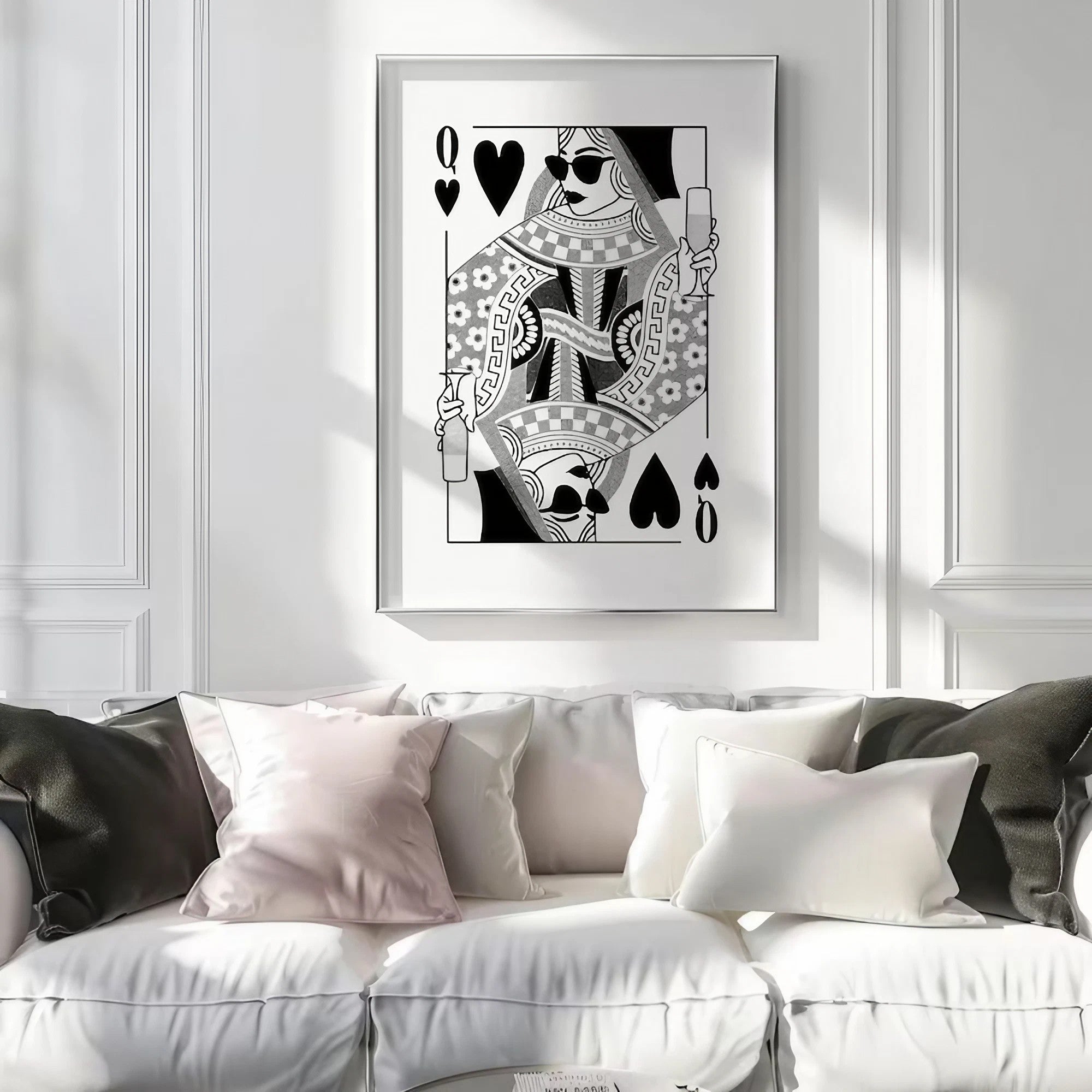 Black And White Queen of hearts Wall Art Wall Frame