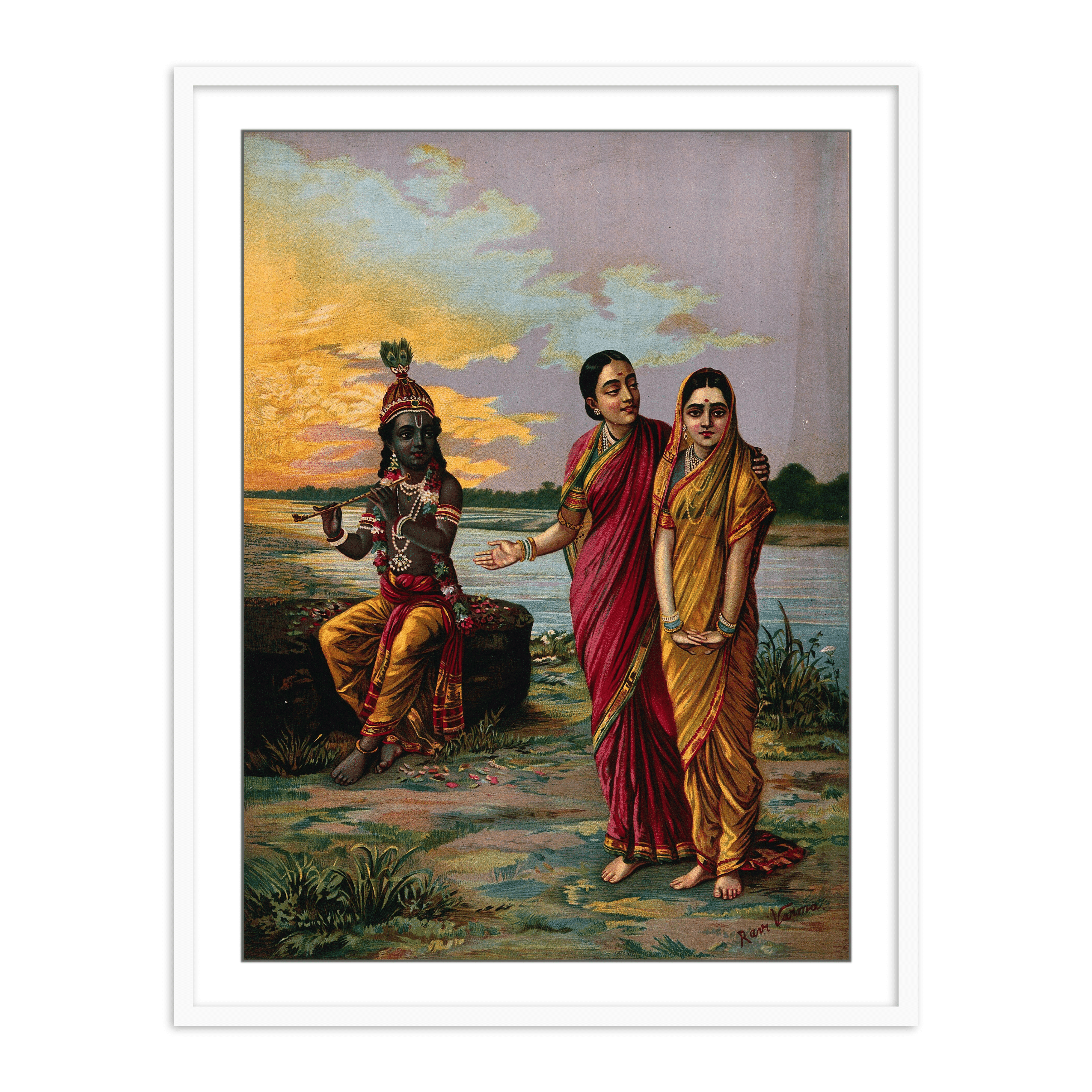 Krishna declaring his love for Radha via a confidante by Raja Ravi Varma Wall Painting for Decor
