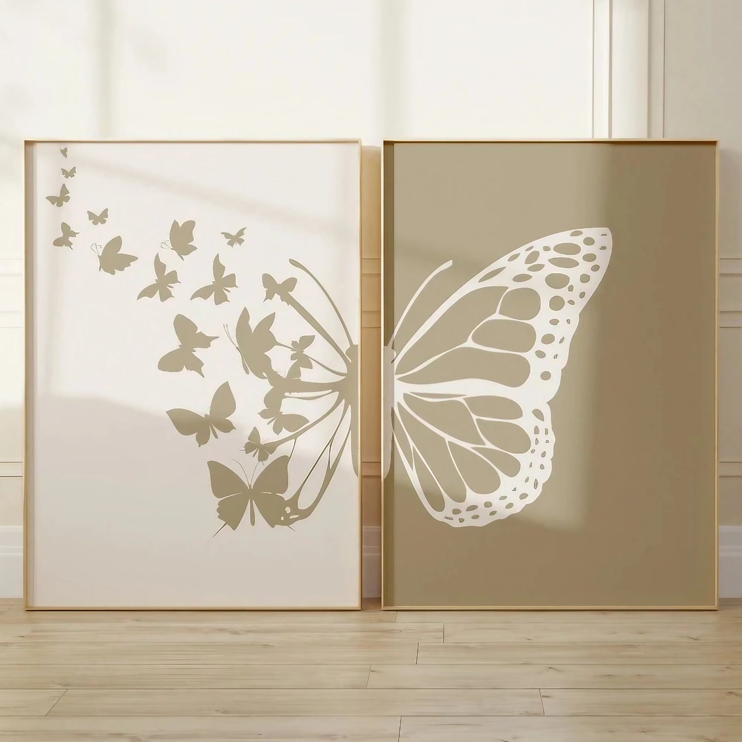 Abstract Botanical Butterfly Bedroom Decor Wall Art Frame