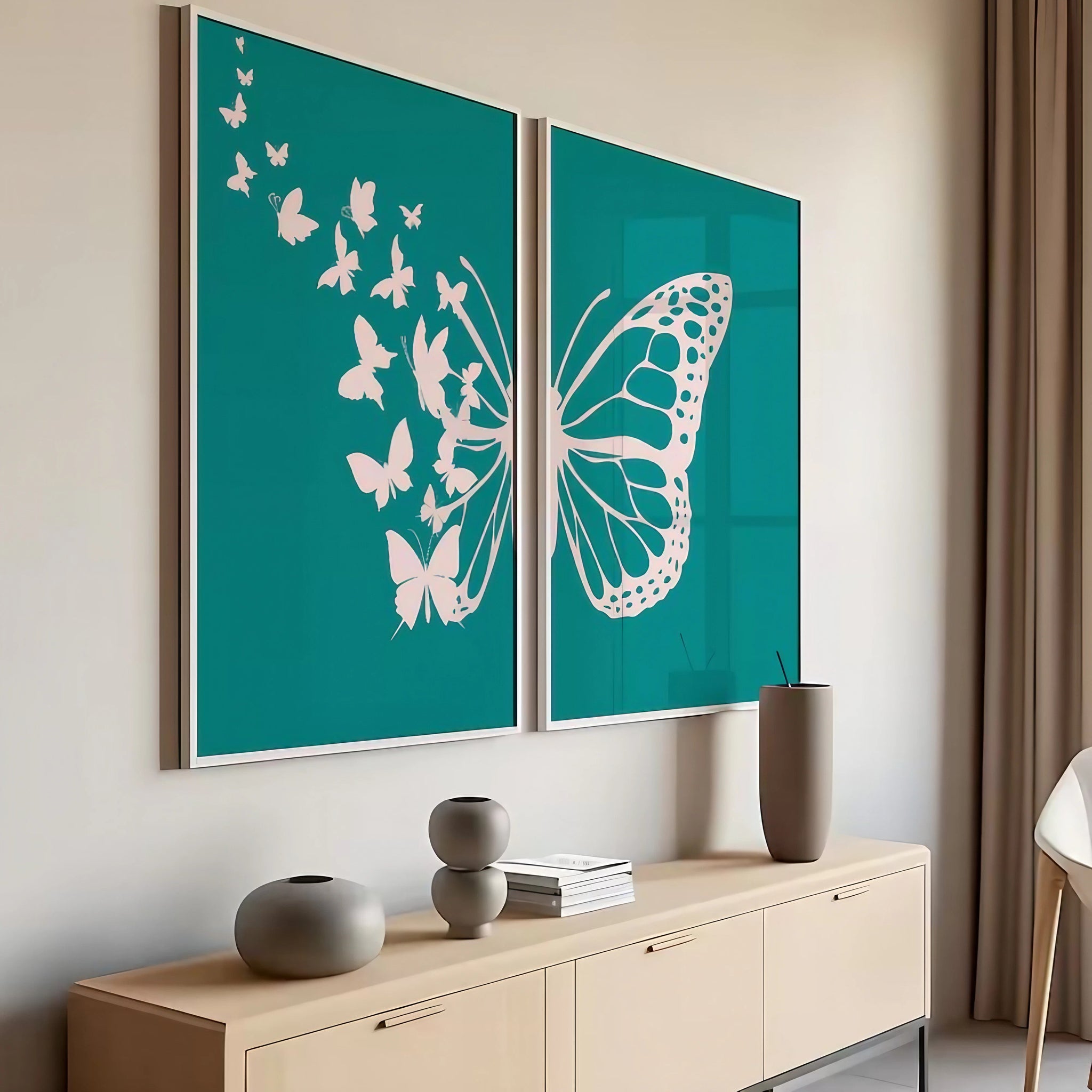 Abstract Botanical Butterfly Bedroom Wall Decor Wall Art Frames