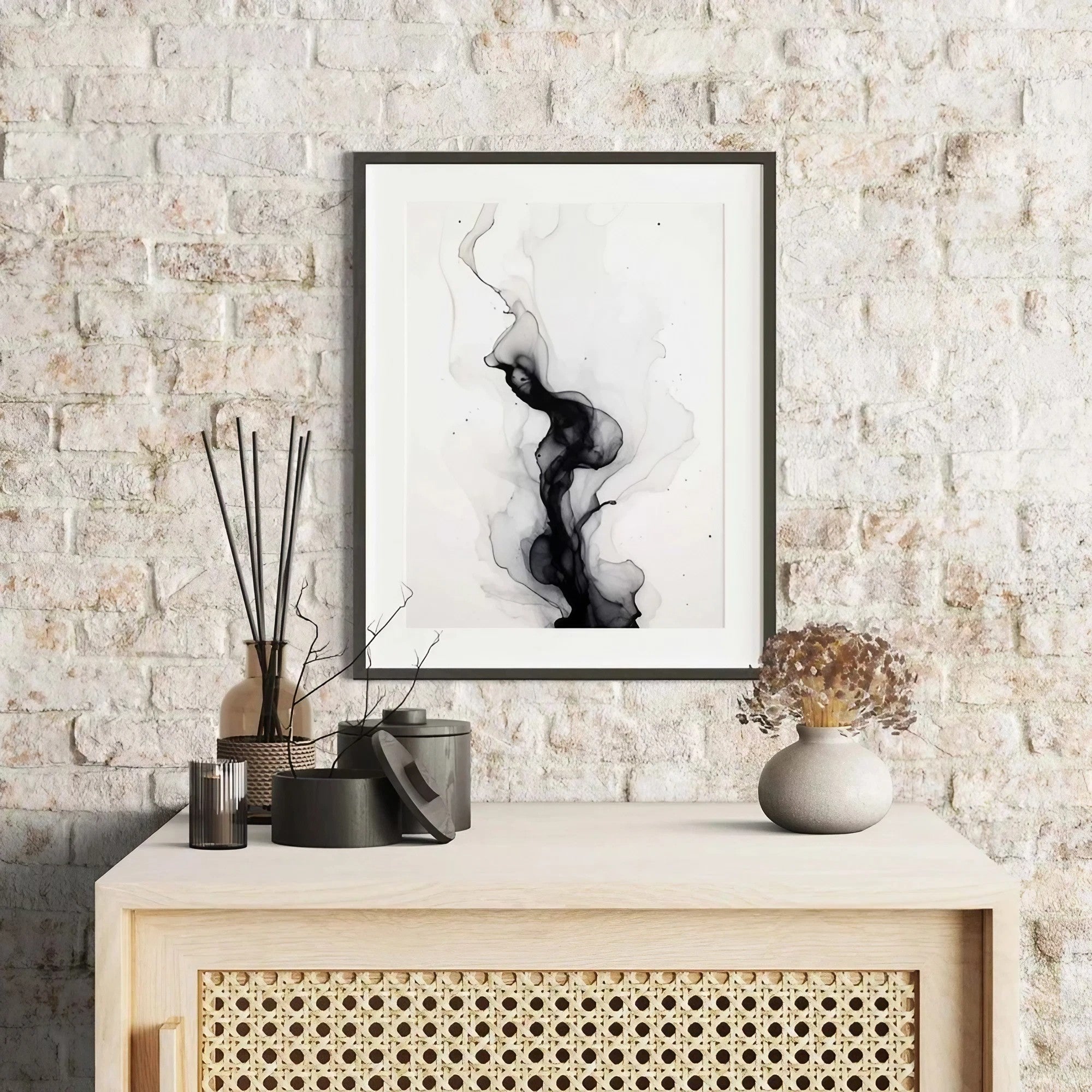 Modern Simple Minimal Gallery Wall Art Set of 3 Black and White Wall Frames