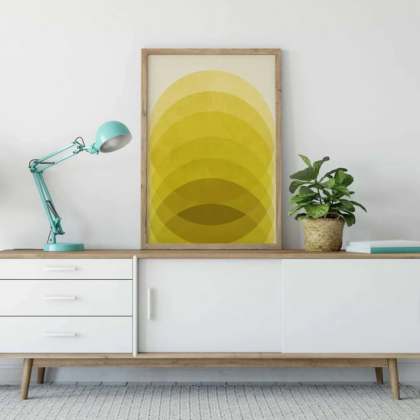 Abstract Yellow Wall Art, Mustard Yellow Wall Frame