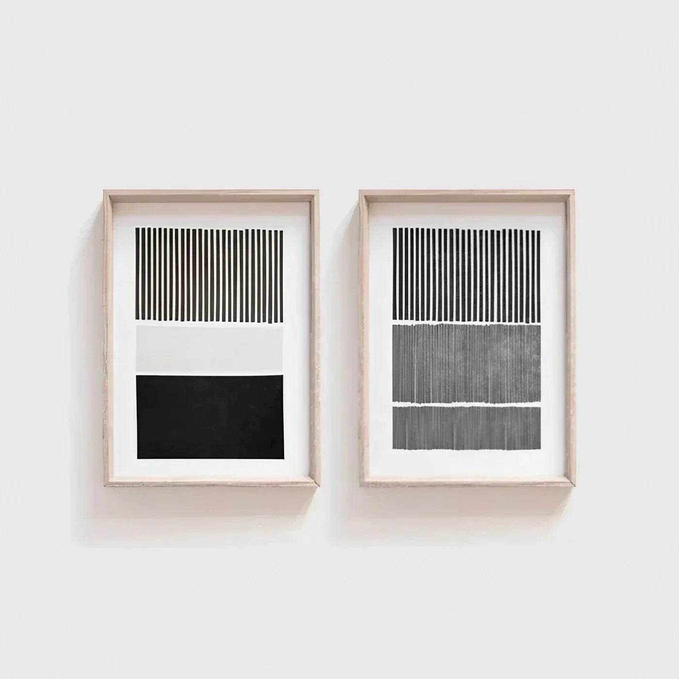 Black & White Art Mid Century Artwork Set of 2 Modern Art Decor Wall Frame