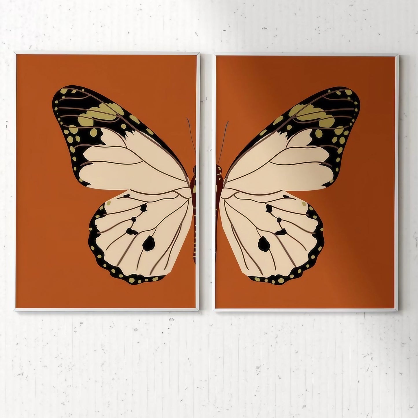 Butterfly Brown Modern Wall Art Set of 2 Wall Frames