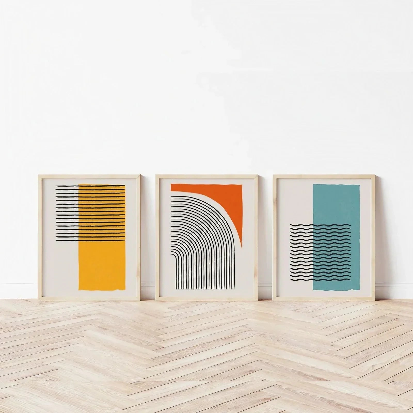 Mid Century Modern Wall Art Set of 3 Wall Frame