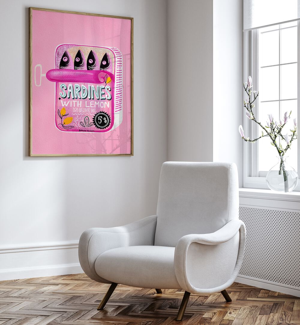 SARDINES TIN CAN PINK , KITCHEN POSTERS