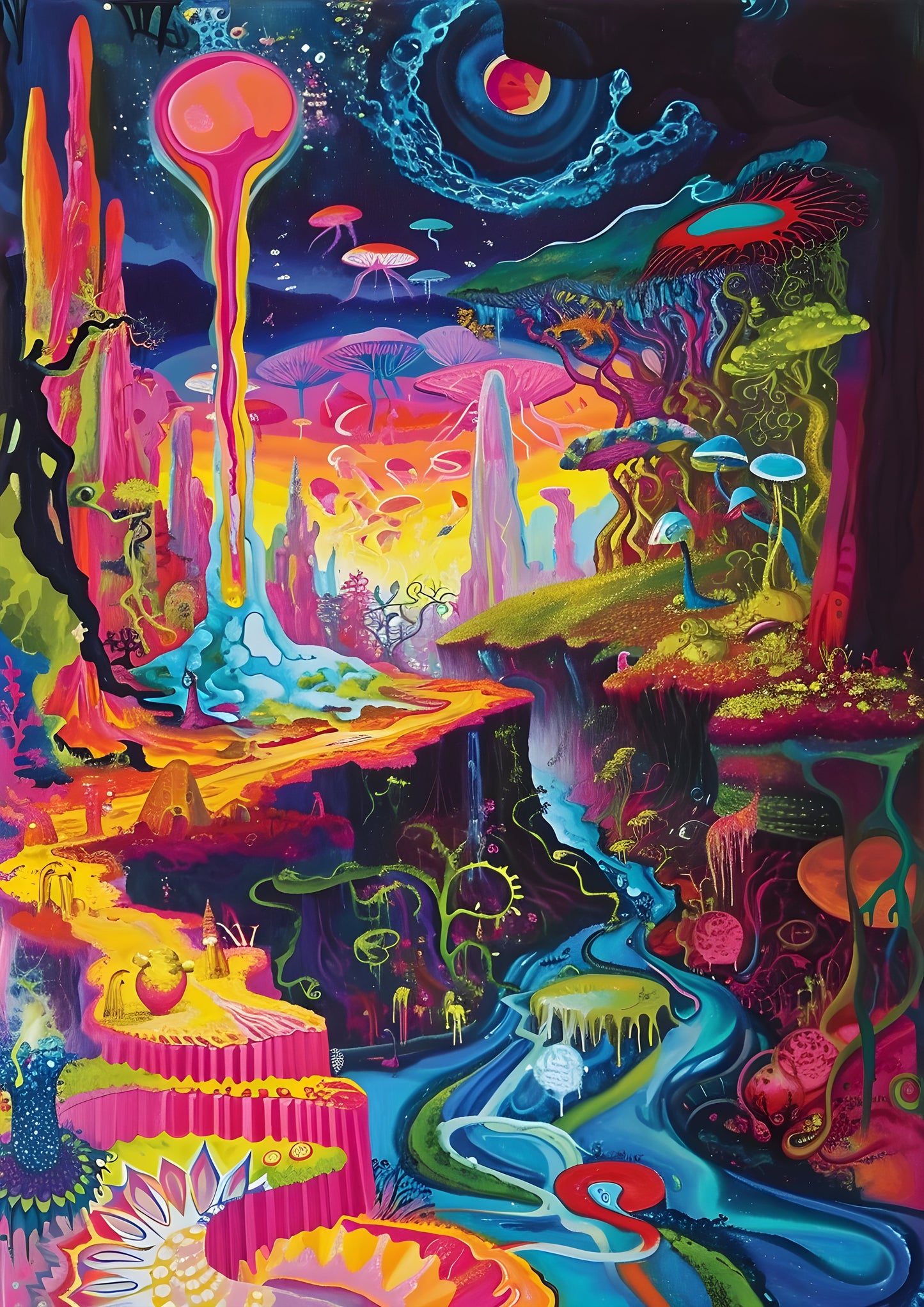 Psychedelic Landscape with a River