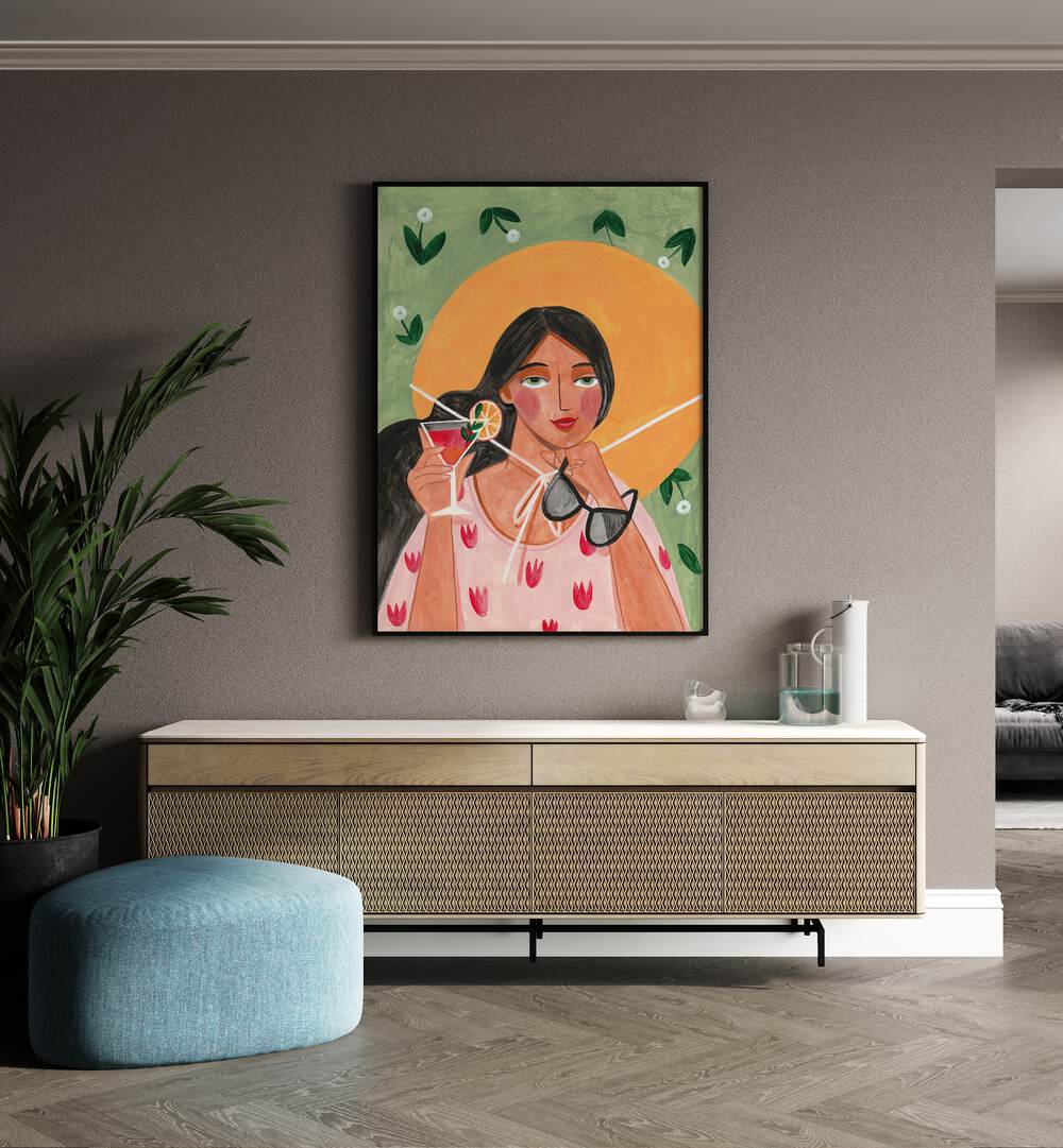 WOMAN WITH COCKTAIL, PORTRAITS & FIGURATIVE ILLUSTRATIONS