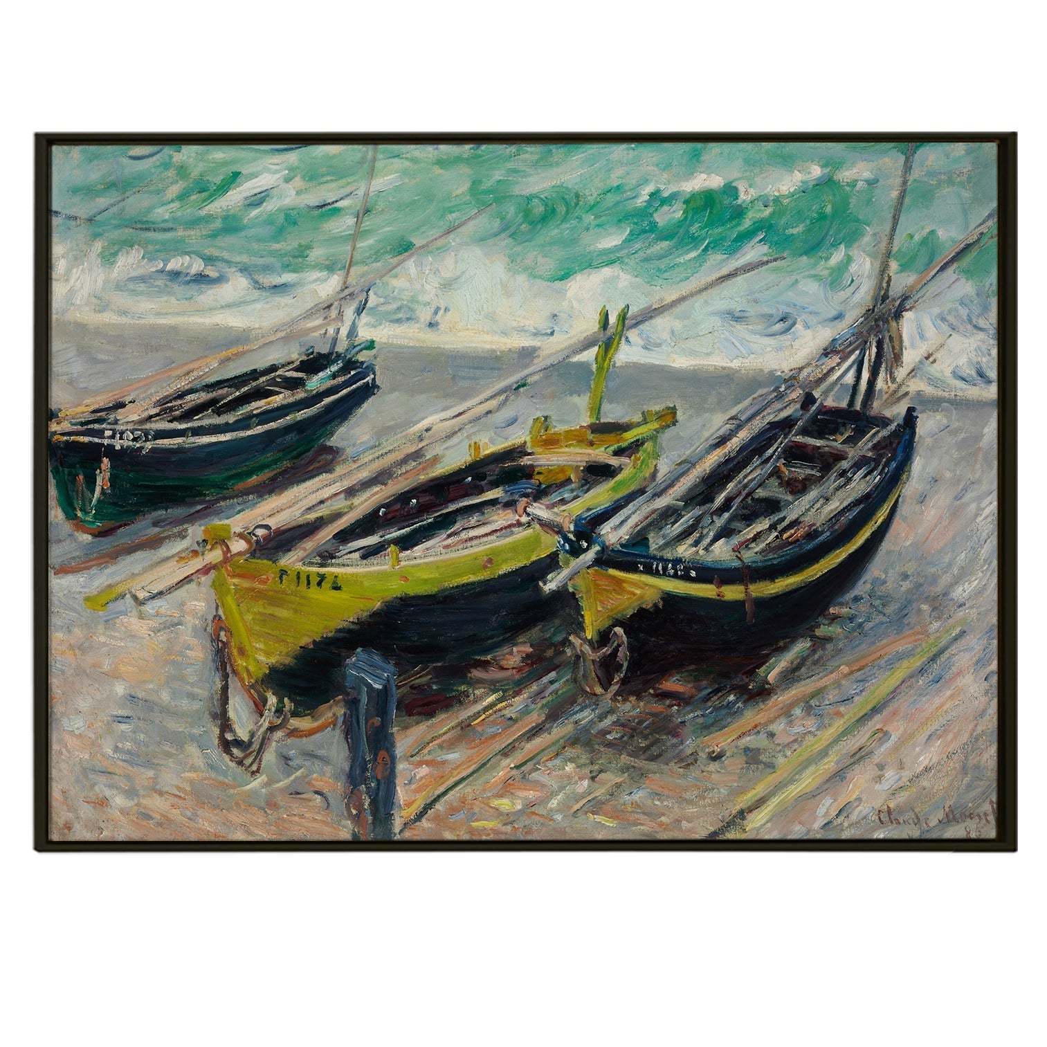 Three Boats Canvas Print Wall Art Claude Monet Modern Classic and Unique Art Print Picture Artwork Framed For Living Room Office Home Decor.