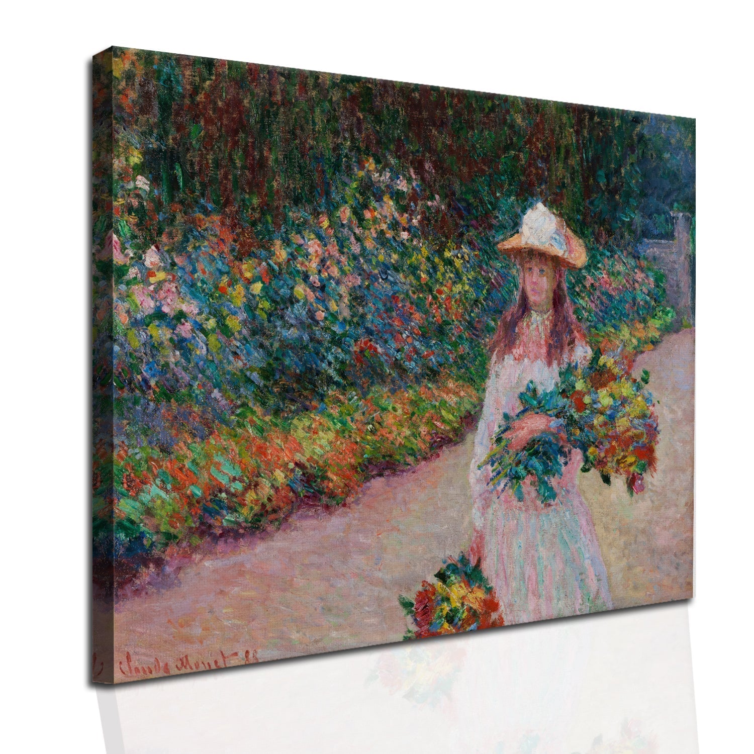 Modern Framed Canvas Prints of Claude Monet Paintings Reproduction Abstract Floral Artwork Garden Pictures View on Canvas Wall Art For Living Room Office Home Decor.