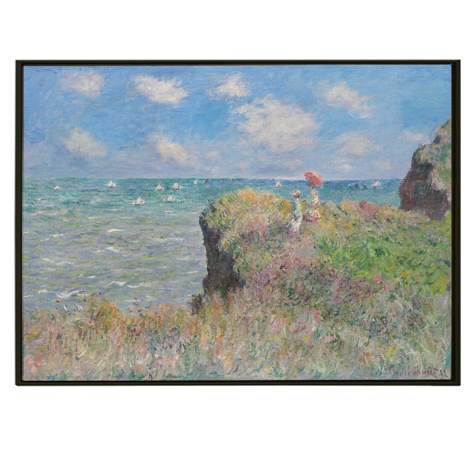 Abstract Canvas Print Wall Art Cliff Walk at Portville Claude Monet Modern Classic and Unique Art Print Picture Artwork Framed For Living Room Office Home Decor.