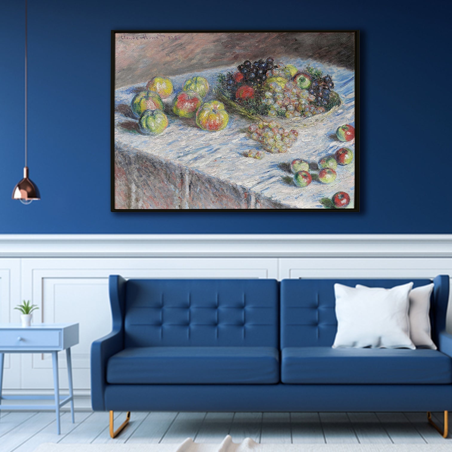 Claude Monet Apples and Grapes Canvas Prints Classic Large Wall Art Modern Art Impressionism Painting Picture on Framed Artwork for Home Decor.