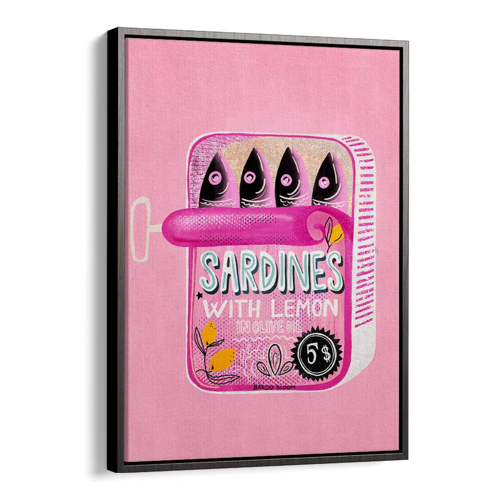 Bright and playful SARDINES TIN CAN PINK, KITCHEN POSTERS by Baroo Bloom add charm to any kitchen or office decor.