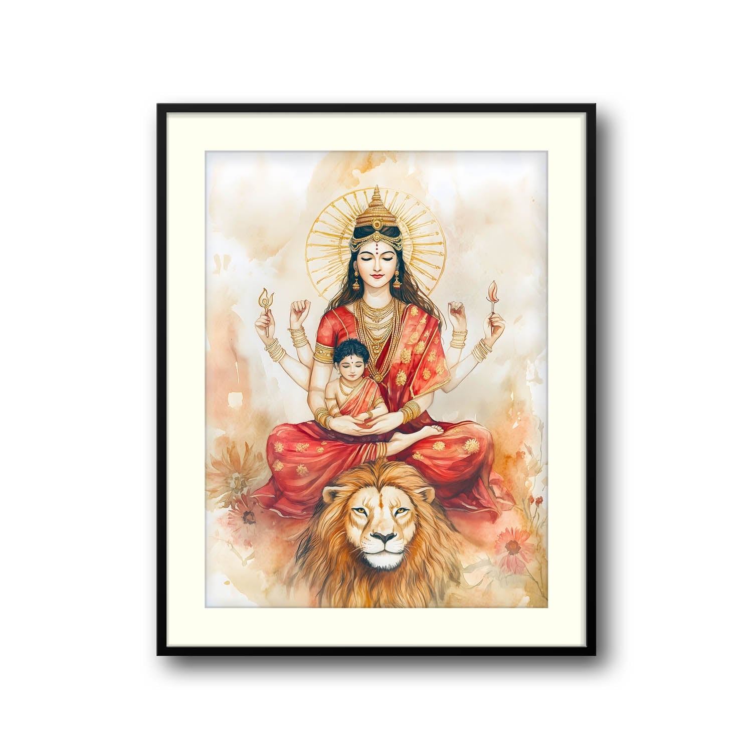 Goddess Durga sitting on Lion - Vastu Painting