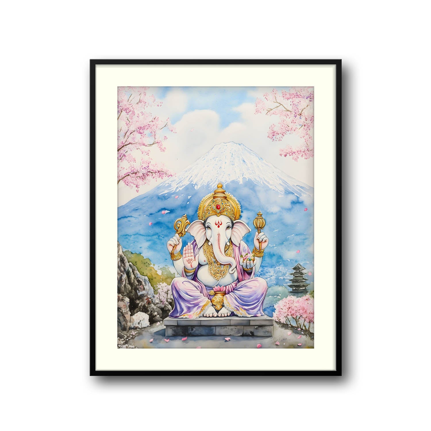 Lord Ganesha sitting in Himalaya - Vastu Painting