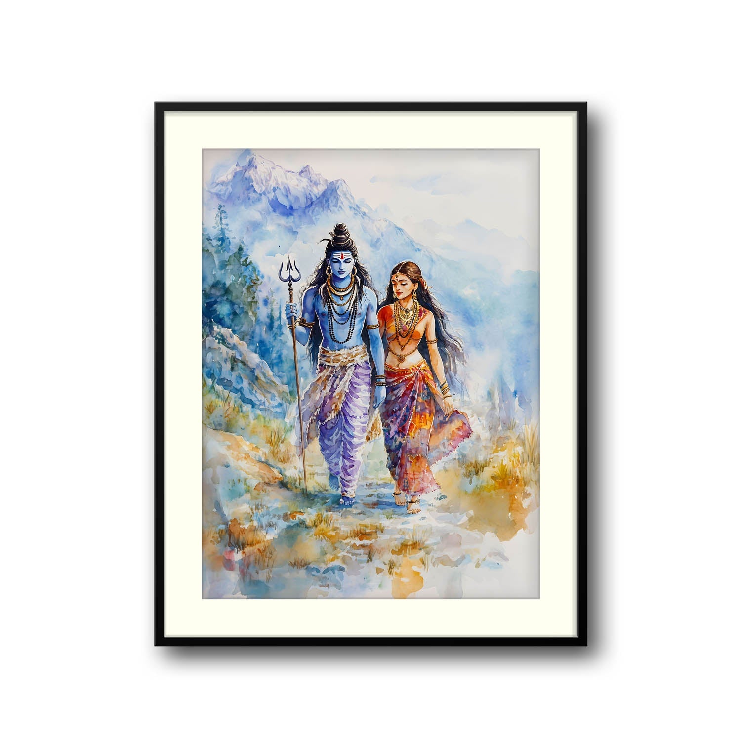 Lord Shiv & Goddess Parvati in Himalaya - Vastu Painting