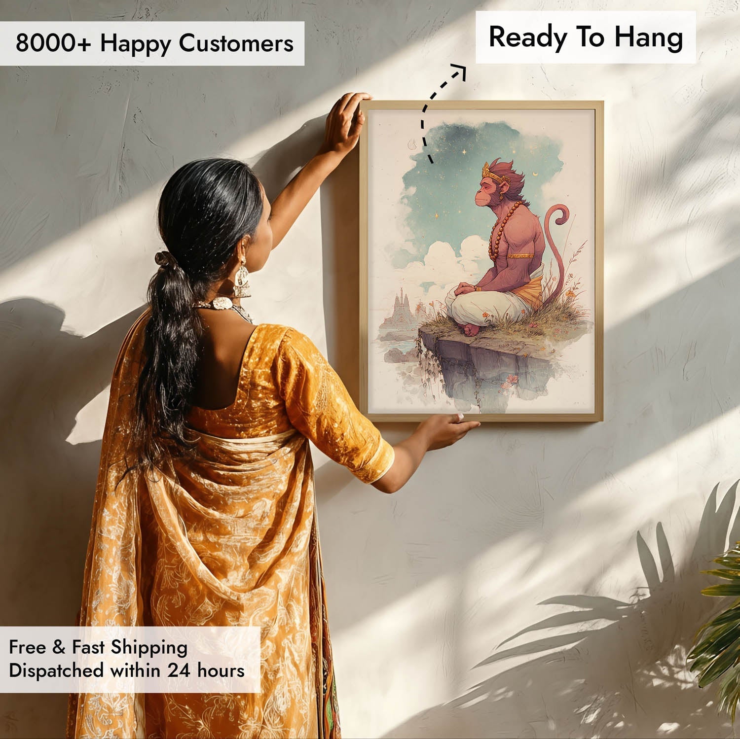 Hanuman Painting – Bajrangbali Wall Art in Meditation
